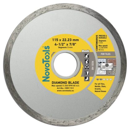 Gyémánt vágótárcsa NovoTools Basic 115x22.23 mm, kerámia
