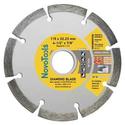 Gyémánt vágótárcsa NovoTools Basic 115x22.23 mm, szegmentált