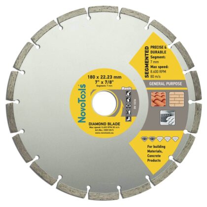 Gyémánt vágótárcsa NovoTools Basic 180x22.23 mm, szegmentált