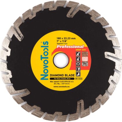 Gyémánt vágótárcsa NovoTools Profi 180x22.23 mm, Deep cut