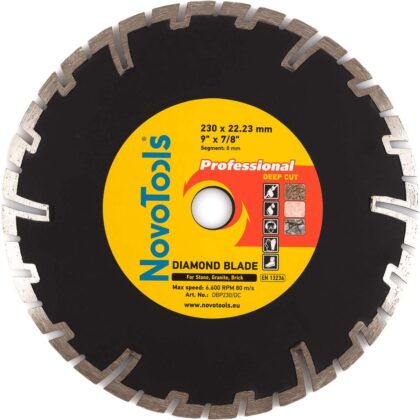 Gyémánt vágótárcsa NovoTools Professional 230x8x22.23 mm, mélyvágás