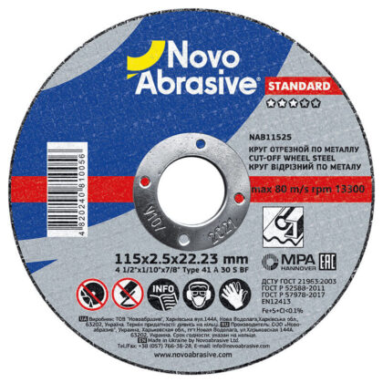 Vágókorong fémhez+inox NovoAbrasive Standard 41 115x2.5x22.23 mm