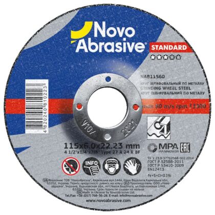 Csiszolókorong fémhez NovoAbrasive Standard 27 115x6.0x22.23 mm