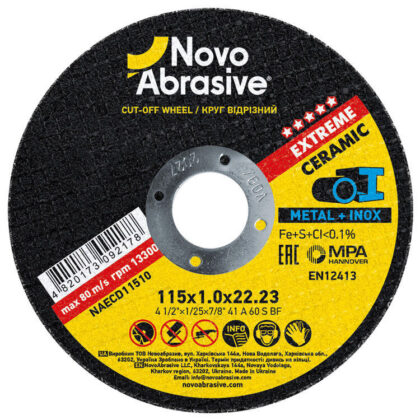 Vágókorong fémhez NovoAbrasive Extreme 41 115x1.0x22.23 mm