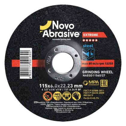 Csiszolókorong fémhez NovoAbrasive Extreme 27 115x6.0x22.23 mm