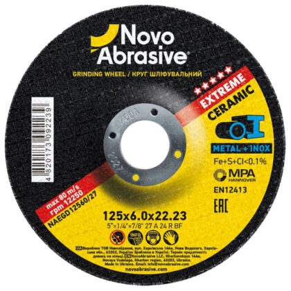 Csiszolókorong fémhez NovoAbrasive Extreme 27 125x6.0x22.23 mm