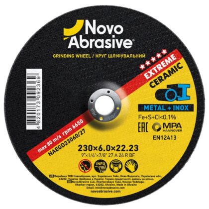 Csiszolókorong fémhez NovoAbrasive Extreme 27 230x6.0x22.23 mm