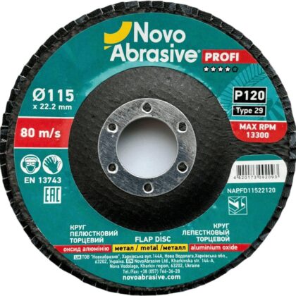 Lamellás korong NovoAbrasive Profi T29 115x22.23 mm, AL P 120