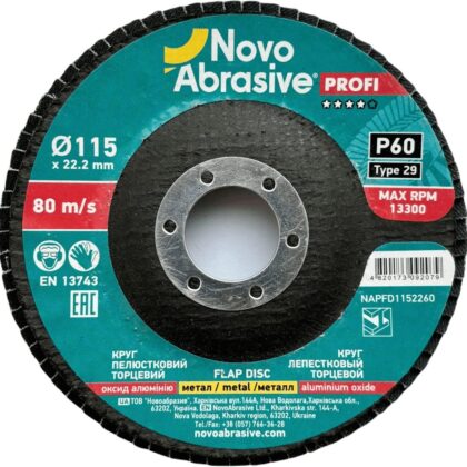 Lamellás korong NovoAbrasive Profi T29 115x22.23 mm, AL P 60