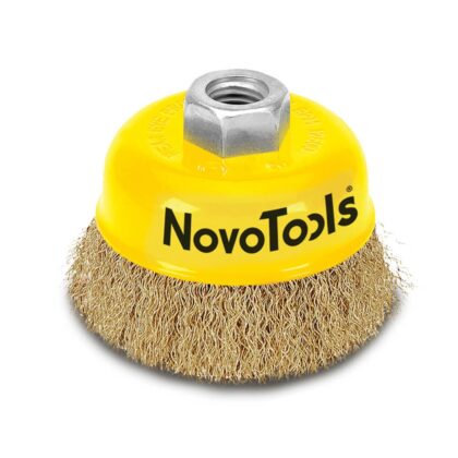 NovoTools Fazékkefe hullámosított huzal sárgaréz bevonatú, 100 mm