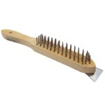 NovoTools Kézi fém Kefe, Steel Huzal kaparó, fa nyél, 4x16