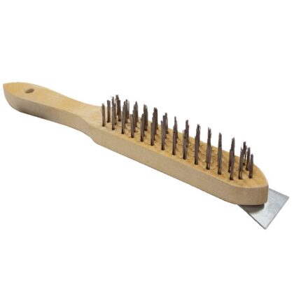 NovoTools Kézi fém Kefe, Steel Huzal kaparó, fa nyél, 4x16