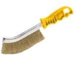 NovoTools Kézi fém Kefe, Brass-Coated Huzal sárga műanyag nyél, 250 mm