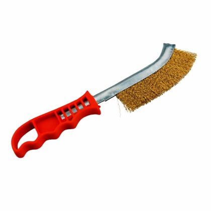 NovoTools Kézi fém Kefe, Brass-Coated Huzal piros műanyag nyél, 250 mm