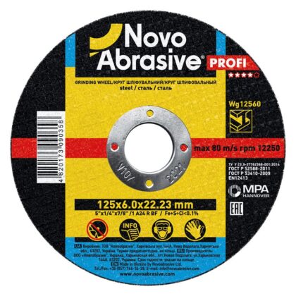 Csiszolókorong fémhez NovoAbrasive 1 125x6.0x22.23