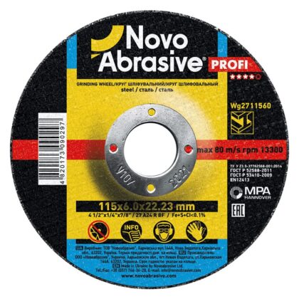 Csiszolókorong fémhez NovoAbrasive 27 115x6.0x22.23