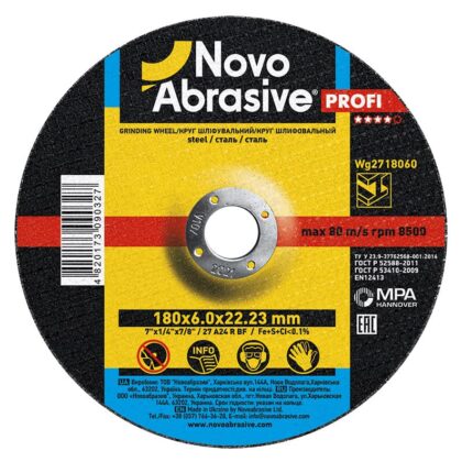 Csiszolókorong fémhez NovoAbrasive 27 180x6.0x22.23 mm