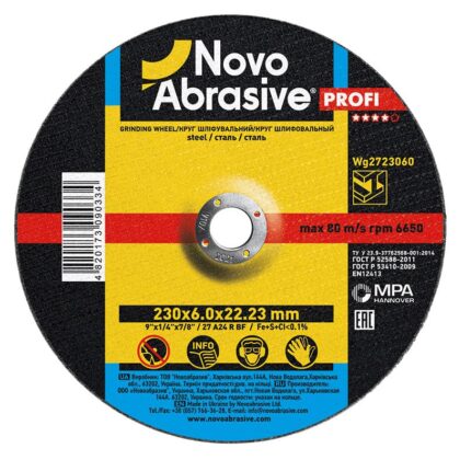Csiszolókorong fémhez NovoAbrasive 27 230x6.0x22.23 mm