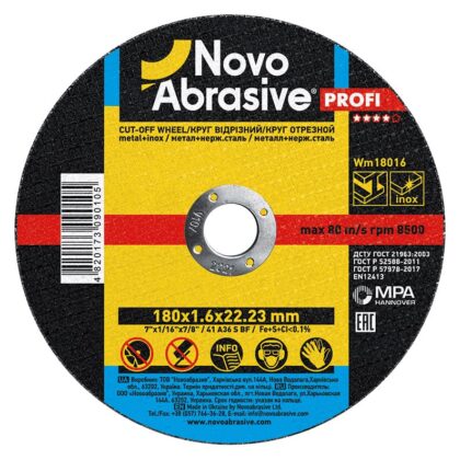 Vágókorong fémhez NovoAbrasive 41 180x1.6x22.23 mm